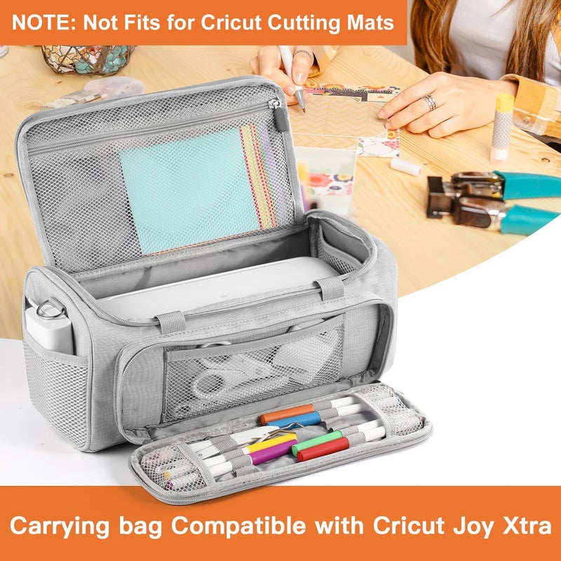 LEFORZ Carrying Case Compatible with Cricut Joy Xtra Smart Cutting Machine(13.7''L x 6.2''W x 5.9''H),Protable Storage Bag with Shoulder Strap Compatible with Cricut Joy Xtra Accessories,Cricut Tools,Grey - Image 2